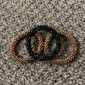 Black and Gold Beaded Bracelets Set
